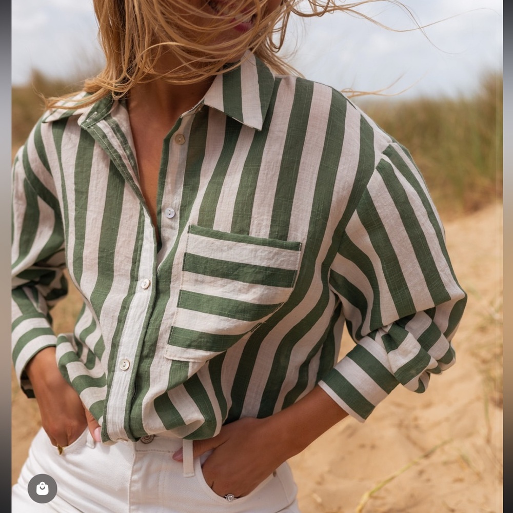 Easy Clothes Green Striped Benza Shirt M/L